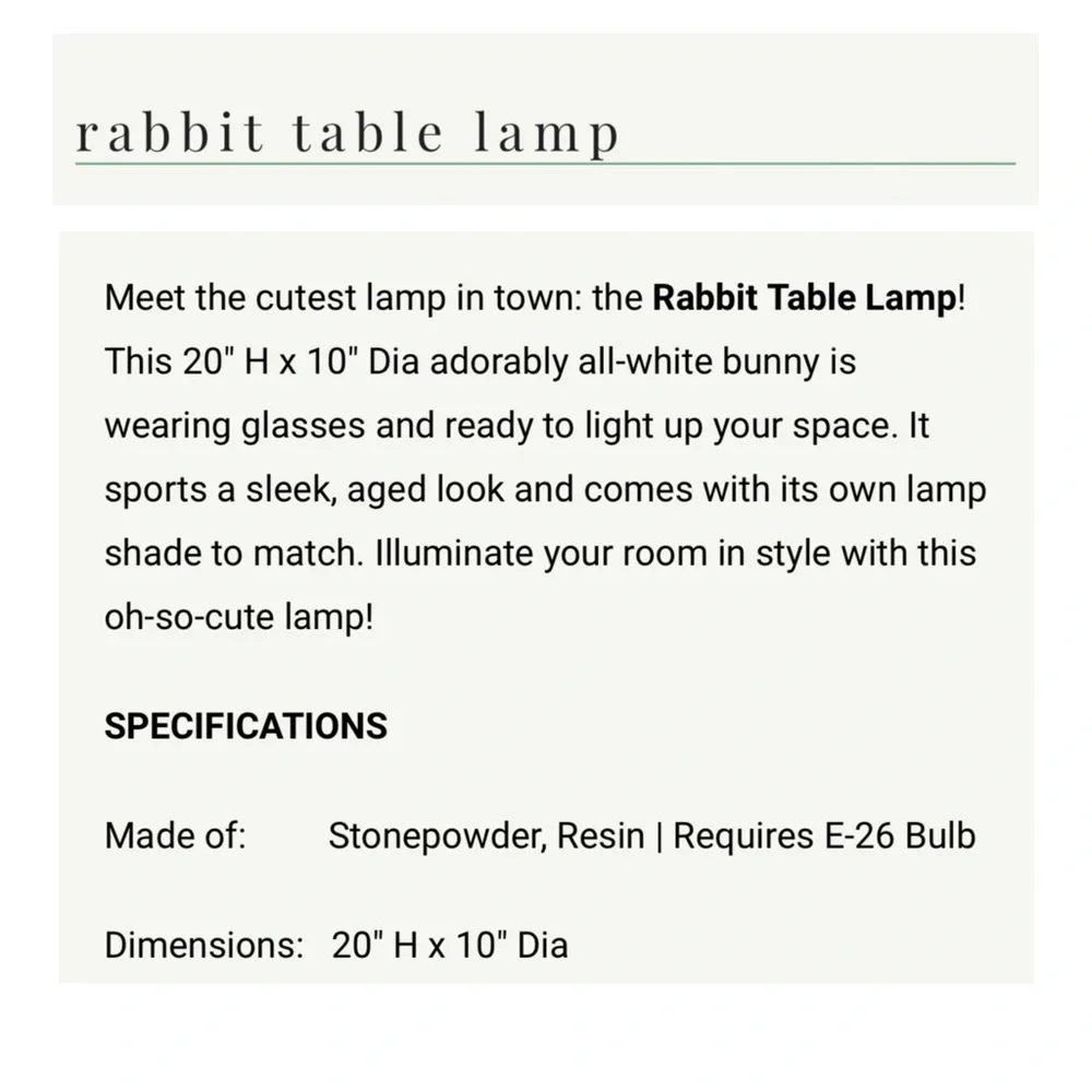 Creating Country Decor Rabbit Table Lamp